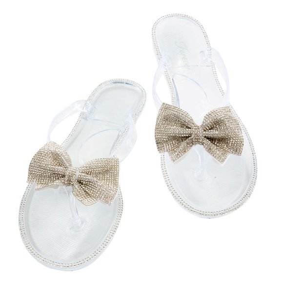 FOREVER LINK INTERNATIONAL Shoes - Forever Women's Clear Rhinestone Clear Flip Flop Sandals Size 8